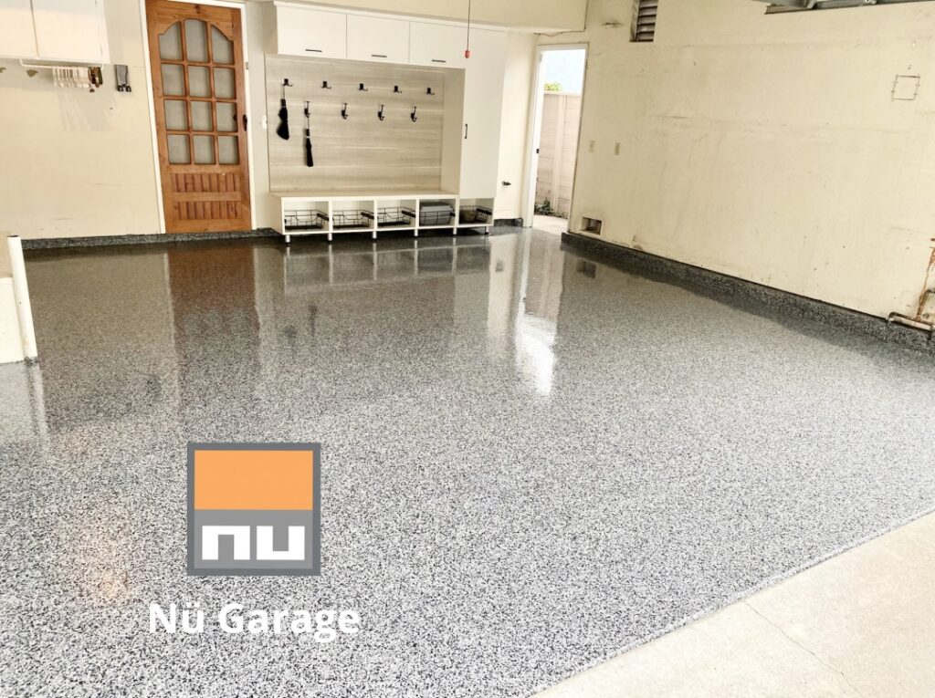 Flake epoxy garage floor by Nu Garage & Epoxy