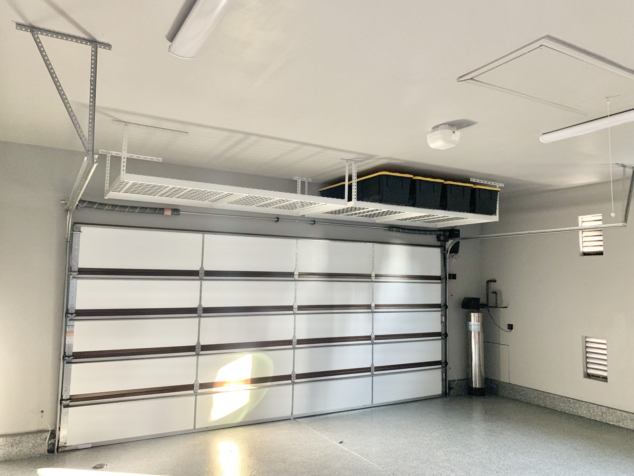 Overhead garage ceiling storage rack