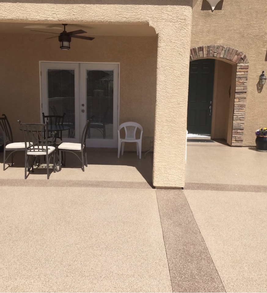 Coated backyard patio