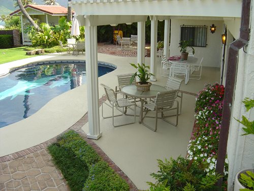 Coated backyard patio